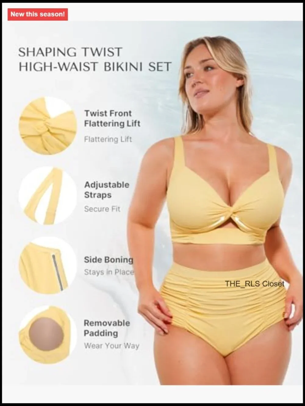 High Waisted Tummy Control Bikini Set Ruched Twist Front Swimwear